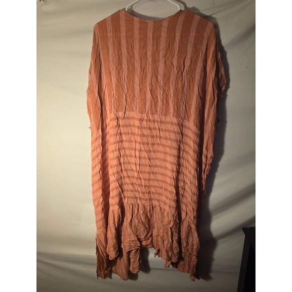 Womens Plus Size 1X Pink Stripe Duster Long Cardigan Short Sleeve Casual Comfy - Picture 2 of 2